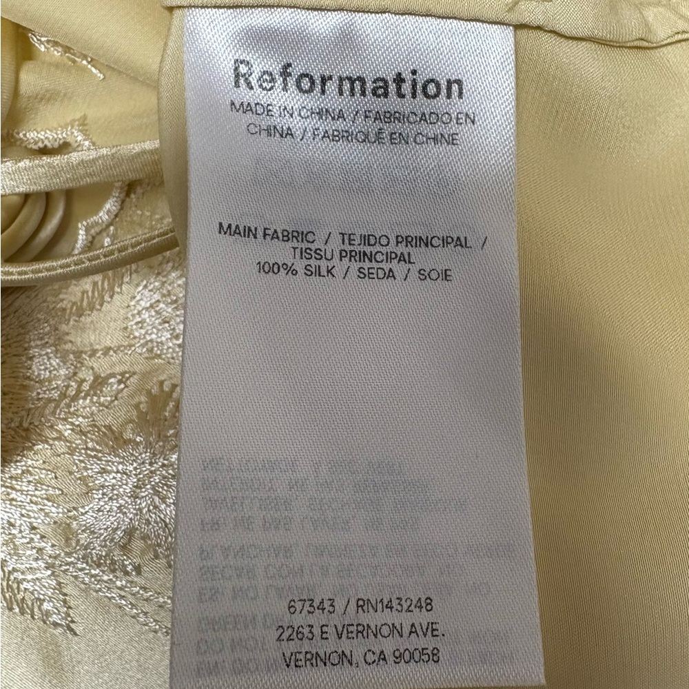 REFORMATION.  Rosina Silk Front-Tie – Butter Yellow color– Size S - Picture 7 of 9